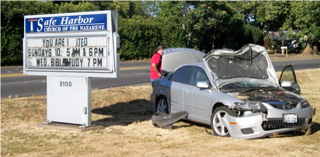 Can a Stewart Sign Survive a Car Crash?