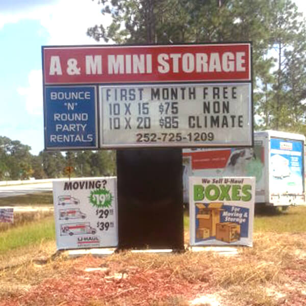 Business Sign for A & M Mini Storage