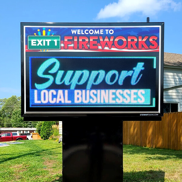 Business Sign for Exit 1 Fireworks