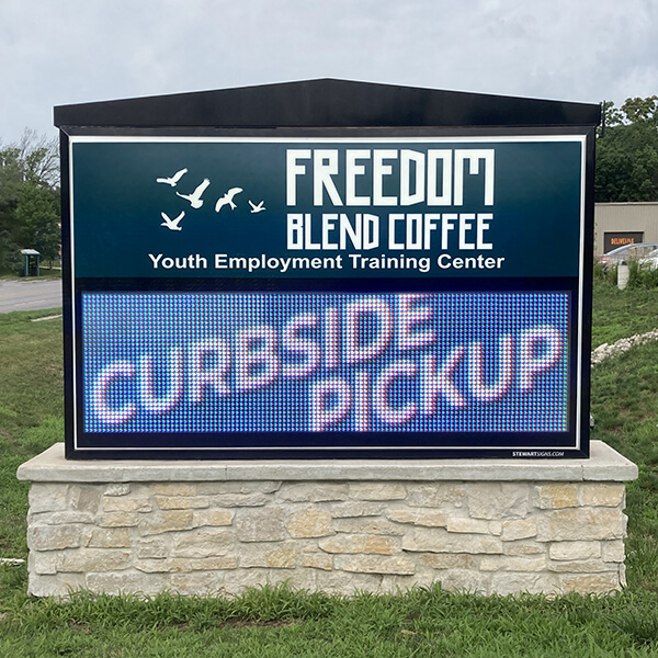 Business Sign for Freedom Blend Coffee
