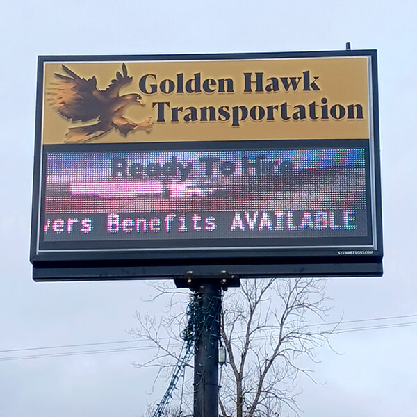 Business Sign for Golden Hawk Transportation