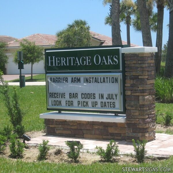 Civic Sign for Heritage Oaks Homeowners Association