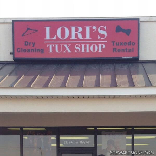 Municipal Sign for Lori's Tux Shop