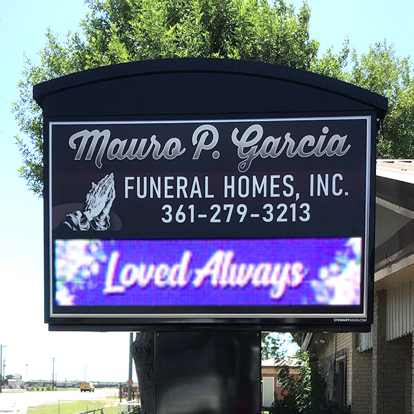 Business Sign for Mauro P. Garcia - Funeral Homes, Inc.