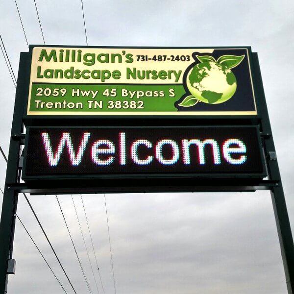 Business Sign for Milligan's Landscape Nursery