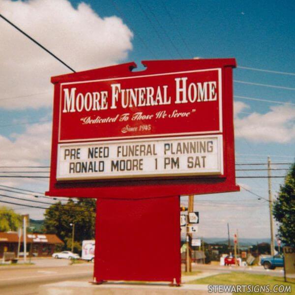 Business Sign for Moore Funeral Home