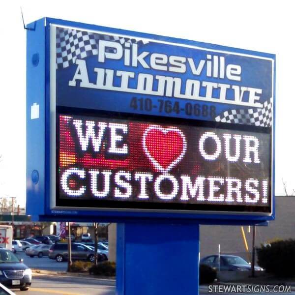 Business Sign for Pikesville Automotive