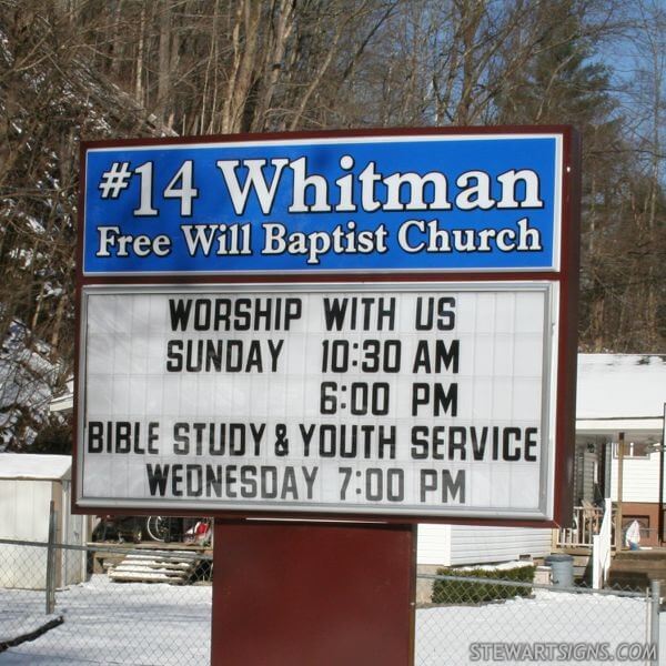 Church Sign for #14 Whitman Free Will Baptist Church