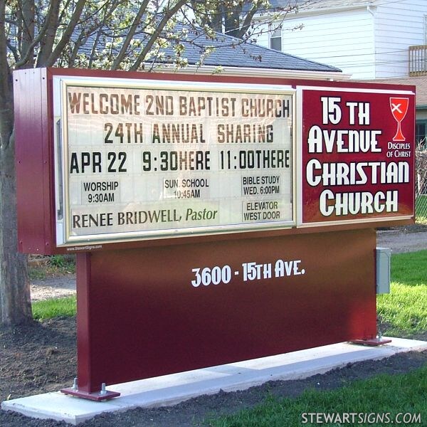 Church Sign for 15th Avenue Christian Church