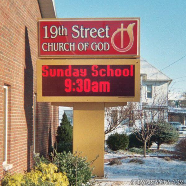 Church Sign for 19th Street Church of God