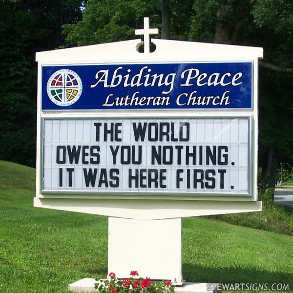 Church Sign for Abiding Peace Lutheran Church