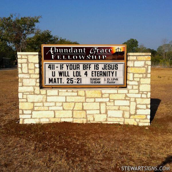 Church Sign for Abundant Grace Fellowship