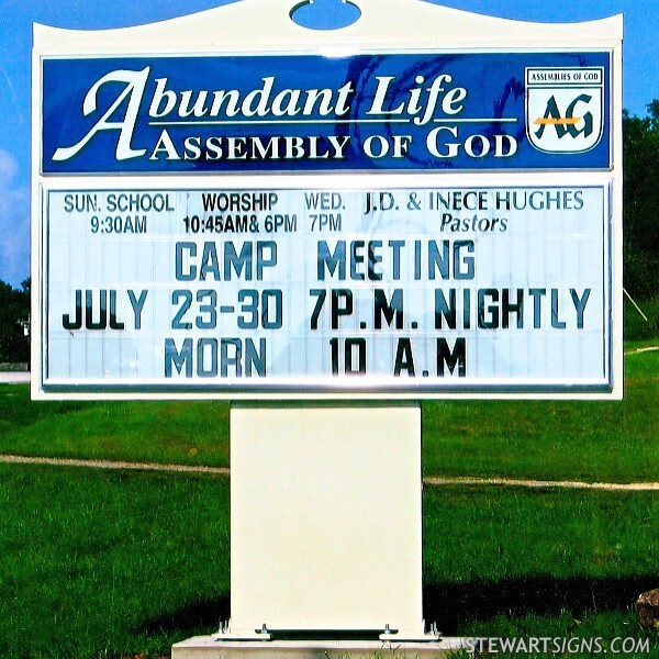 Church Sign for Abundant Life Assembly of God