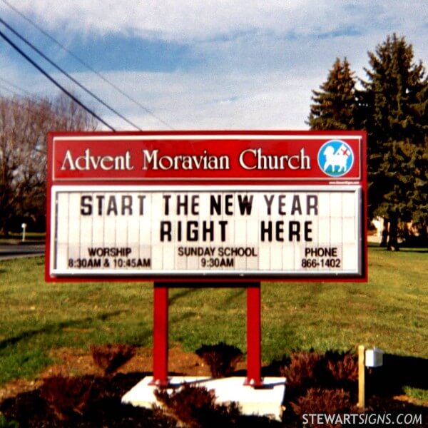 Church Sign for Advent Moravian Church