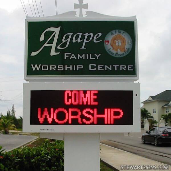 Church Sign for Agape Family Worship Centre