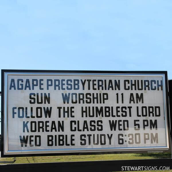 Church Sign for Agape Presbyterian Church
