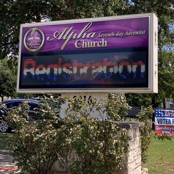 Church Sign for Alpha Seventh-day Adventist Church