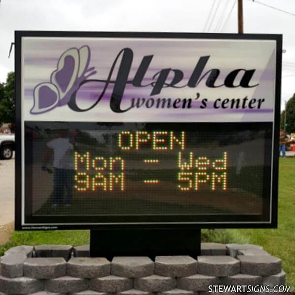 Church Sign for Alpha Women's Center