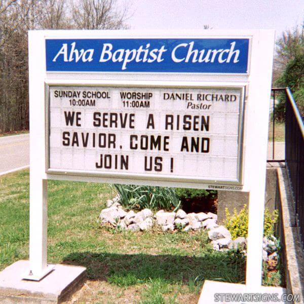 Church Sign for Alva Baptist Church