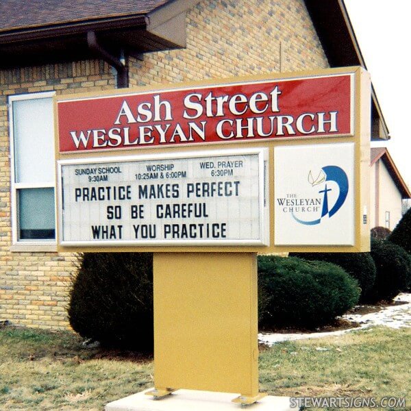 Church Sign for Ash Street Wesleyan Church