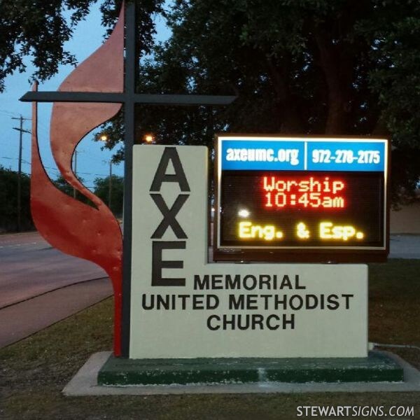 Church Sign for Axe Memorial United Methodist Church