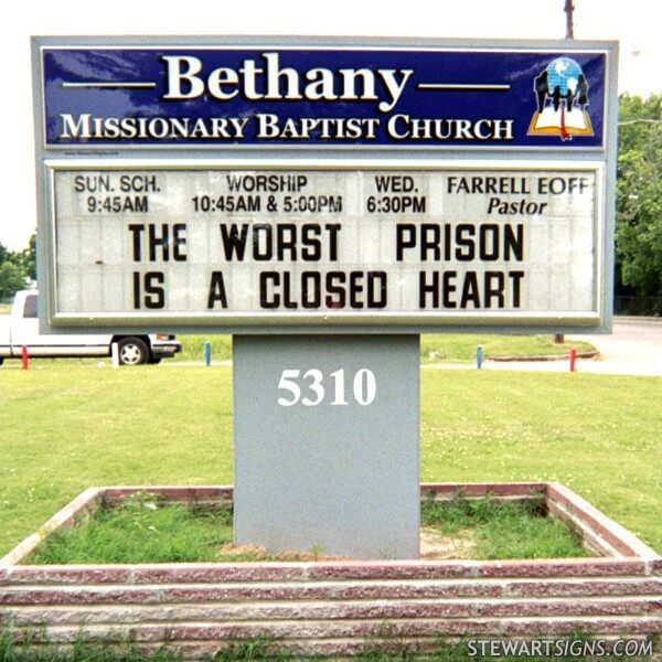 Church Sign for Bethany Missionary Baptist Church