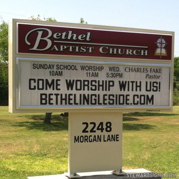 Church Sign for Bethel Baptist Church