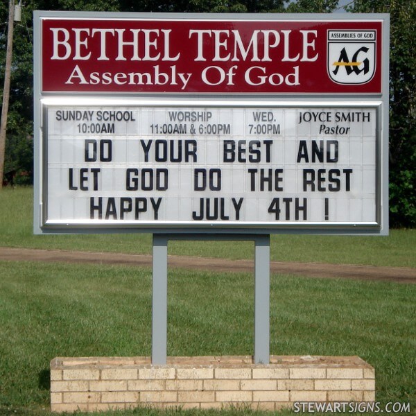 Church Sign for Bethel Temple Assembly of God