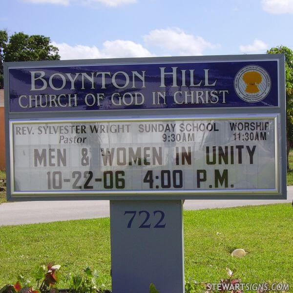 Church Sign for Boynton Hill Church of God in Christ