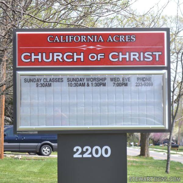 Church Sign for California Acres Church of Christ