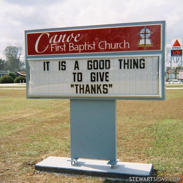 Church Sign for Canoe First Baptist Church