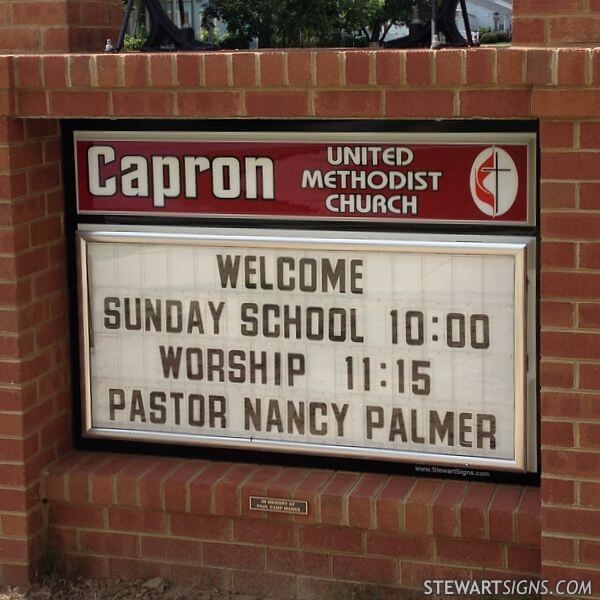 Church Sign for Capron United Methodist Church