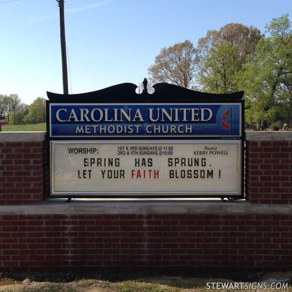 Church Sign for Carolina United Methodist Church