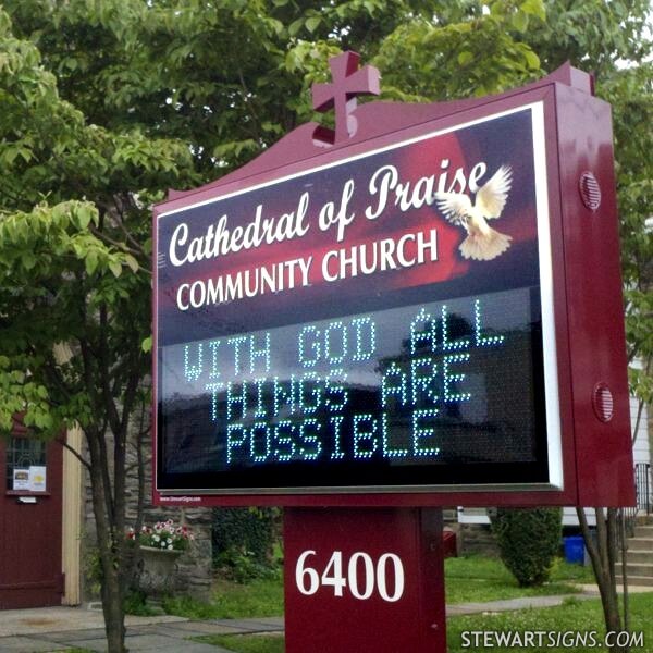 Church Sign for Cathedral of Praise Community Church