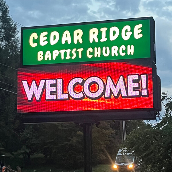 Church Sign for Cedar Ridge Baptist Church