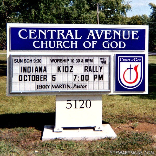 Church Sign for Central Avenue Church of God