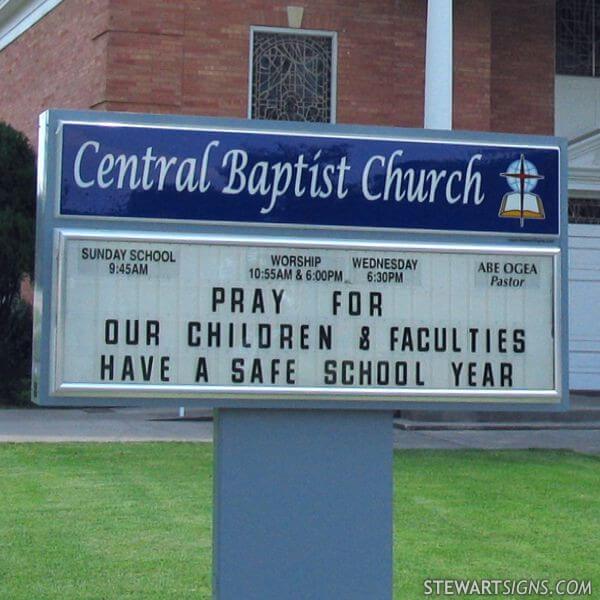 Church Sign for Central Baptist Church