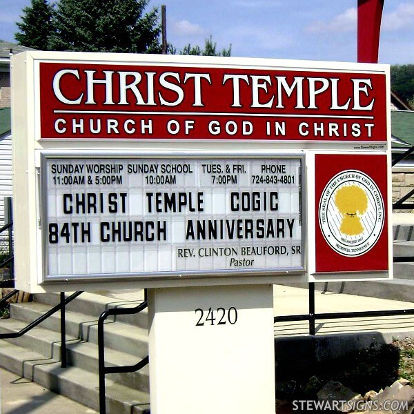 Church Sign for Christ Temple Church of God in Christ