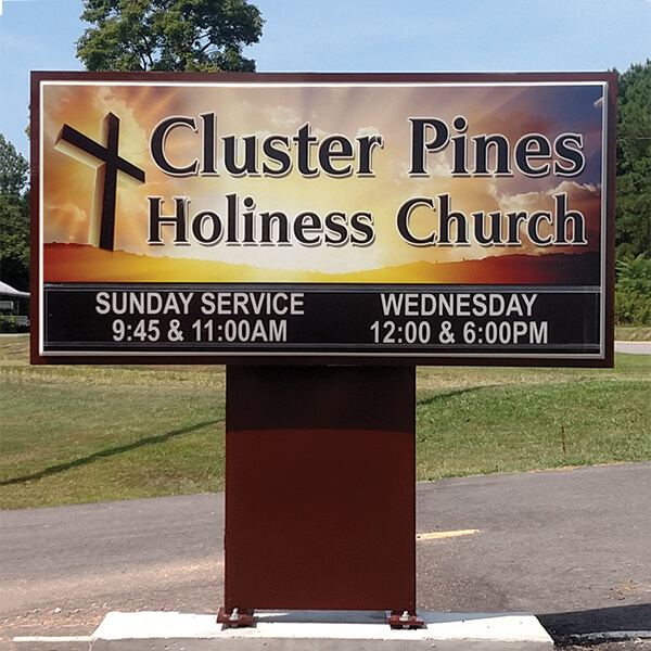 Church Sign for Cluster Pines Holiness Church