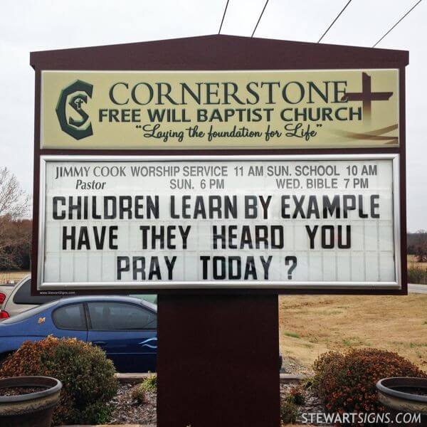 Church Sign for Cornerstone Free Will Baptist Church