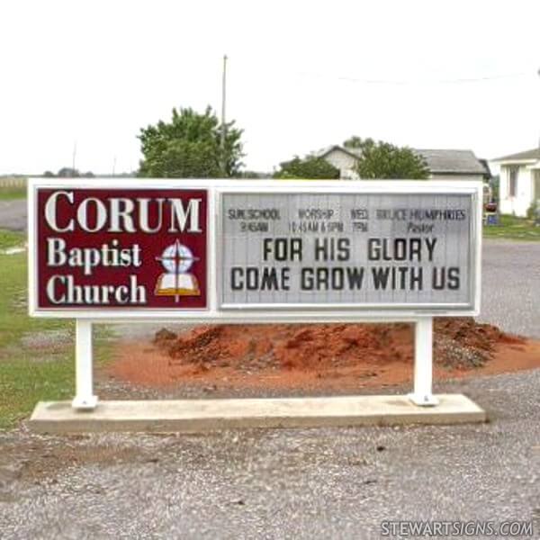 Church Sign for Corum Baptist Church