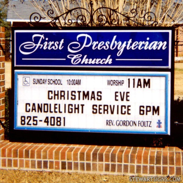 Church Sign for First Presbyterian Church