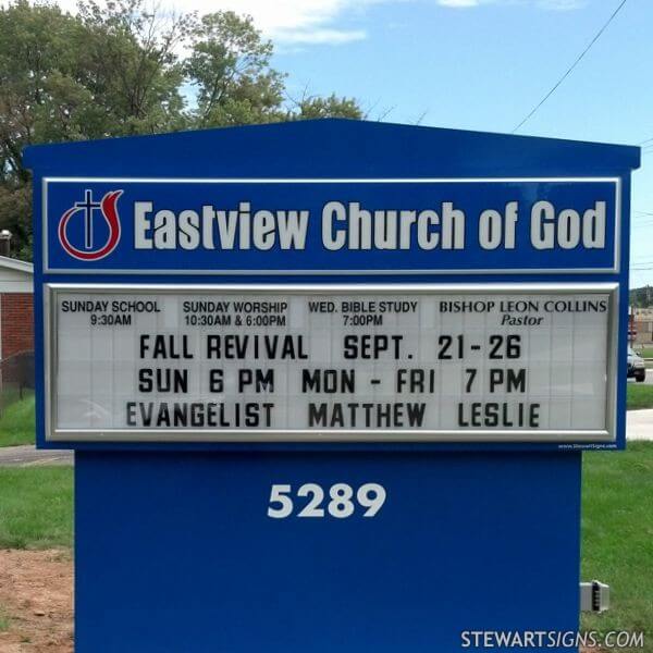 Church Sign for Eastview Church of God