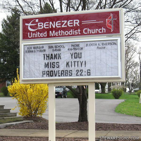 Church Sign for Ebenezer United Methodist Church