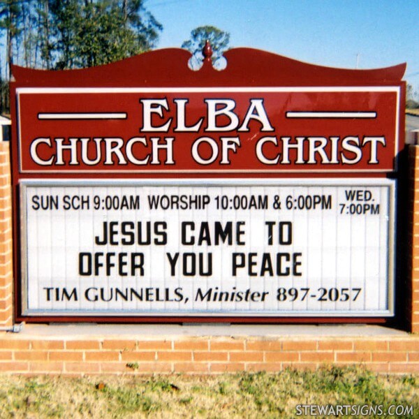 Church Sign for Elba Church of Christ
