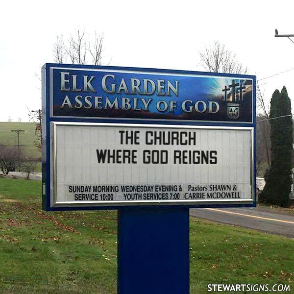 Church Sign for Elk Garden Assembly of God