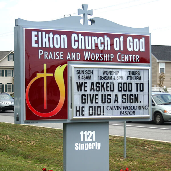 Church Sign for Elkton Church of God Praise and Worship Center