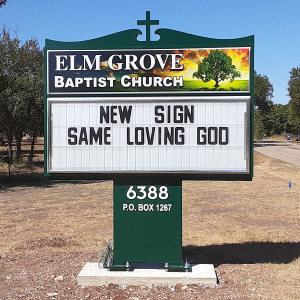 Church Sign for Elm Grove Baptist Church