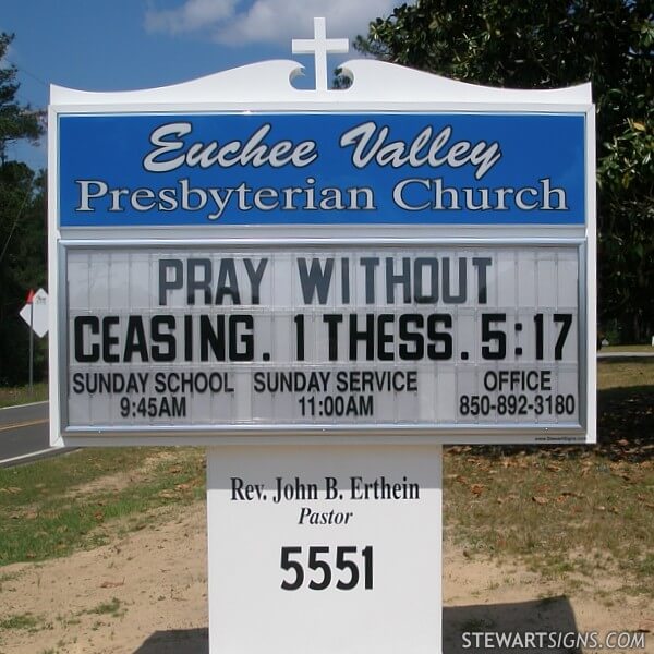 Church Sign for Euchee Valley Presbyterian Church