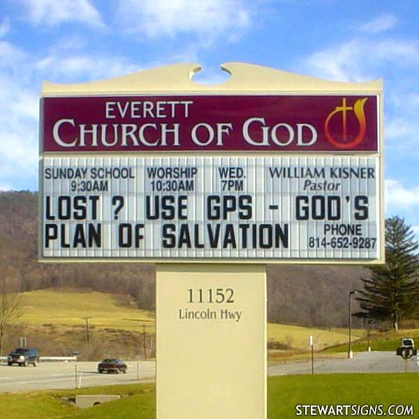 Church Sign for Everett Church of God